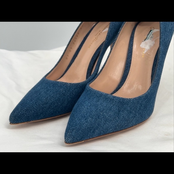 GIANVITO ROSSI Women's High Stiletto Heels Pointed Toe "85" Blue Denim Pumps ~37 - Picture 2 of 16